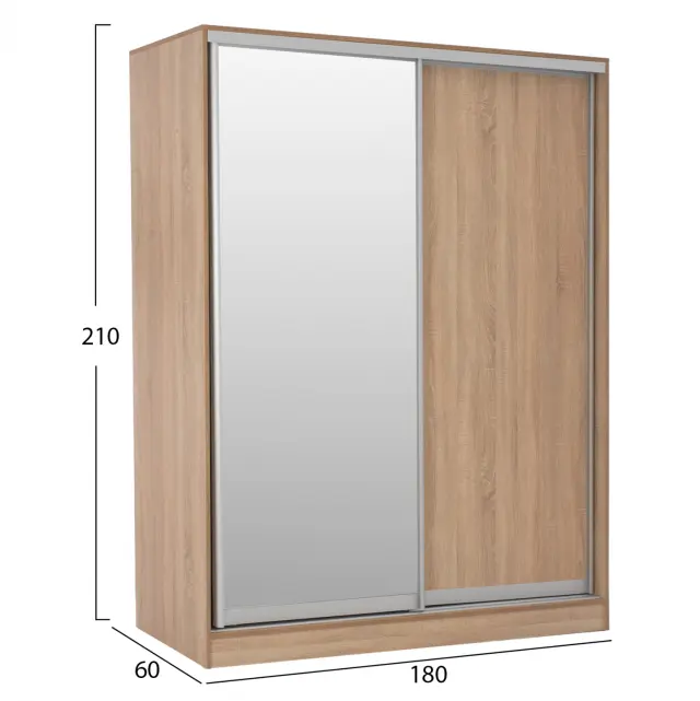 ΝΤΟΥΛΑΠΑ 2ΦΥΛΛΗ 180X60X210Υεκ. ΣΥΡΟΜΕΝΗ ΜΕ ΚΑΘΡΕΠΤΗ SONAMA OAK FB92437 2