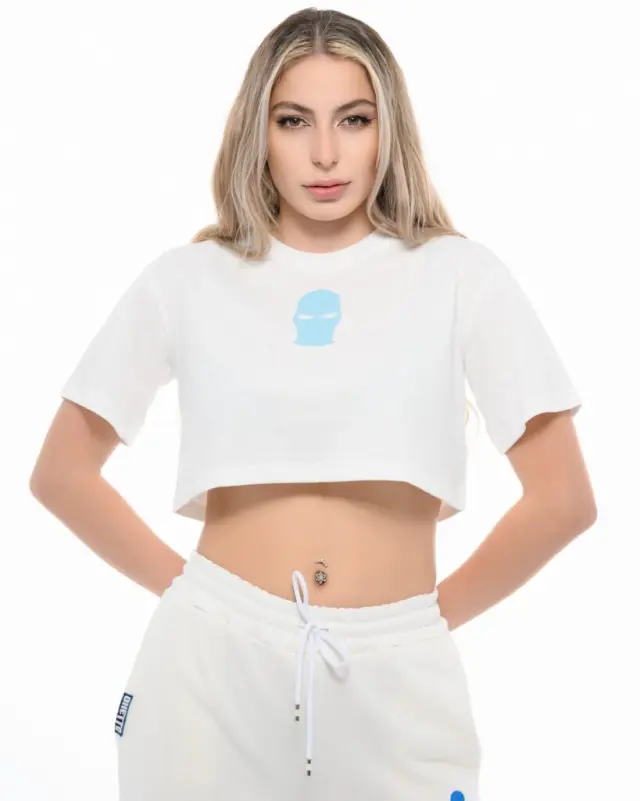 Ghetto Mask Crop Top T-Shirt White | Women’s Streetwear Crop 2