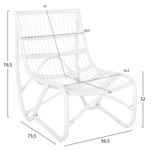 ΠΟΛΥΘΡΟΝΑ FB99815.03 ΡΑΒΔΟΙ RATTAN ΣΕ ΛΕΥΚΟ 56,5x73,5x79,5Υ εκ. 2