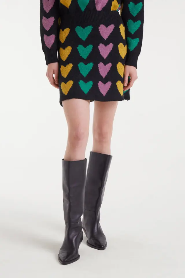 COMPANIA FANTASTICA KNITTED MINI SKIRT (53C/10311 BLACK) - M