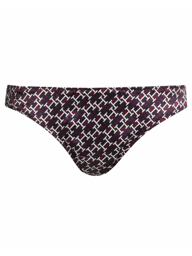 Tommy Hilfiger Γυναικείο Bikini Σλιπ με Monogram Print Μπλε/Μπορντό - M