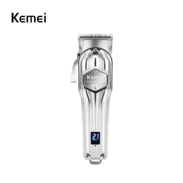 Kemei Επαγγελματική Επαναφορτιζόμενη Κουρευτική Μηχανή Ασημί KM-1983
