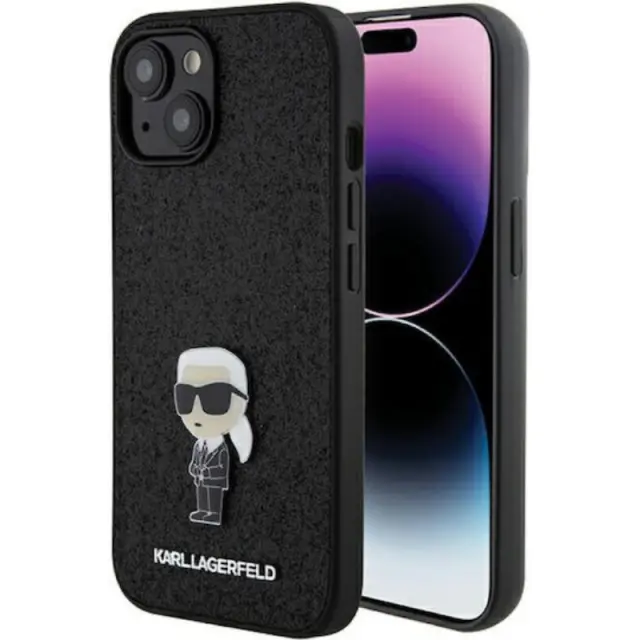 Karl Lagerfeld Fixed Glitter Ikonik Logo Back Cover (iPhone 15)