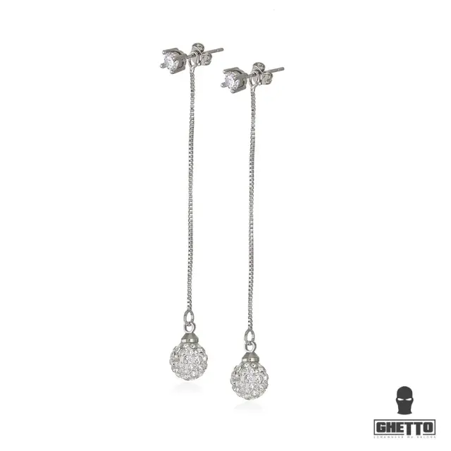 Ghetto 18K White Plated Long Earrings For Women CZ