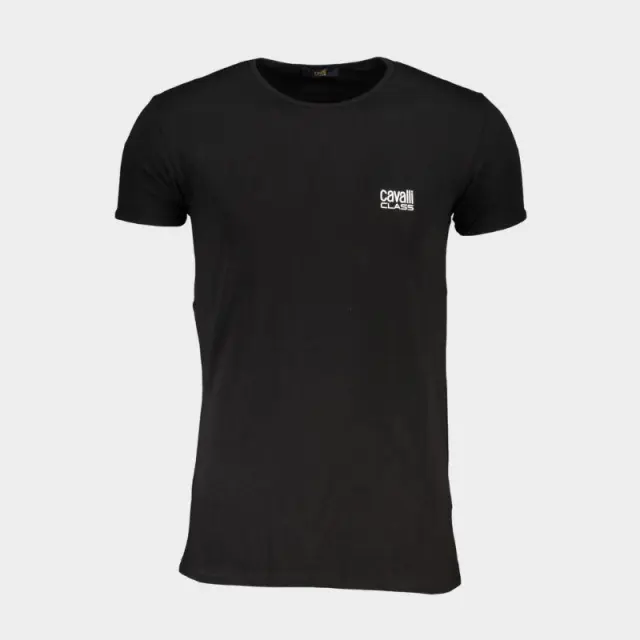 Cavalli Class - Ανδρική Μπλούζα T-Shirt Κοντομάνικη Regular Fit QXO03AJD003-05051 Μαύρο - 2XL