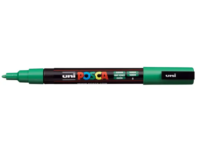 Μαρκαδόρος Σχεδίου Uni Posca PC-3M με πάχος μύτης 0.9-1.3mm - GreenPC-3M(E) - ΠPAΣINO