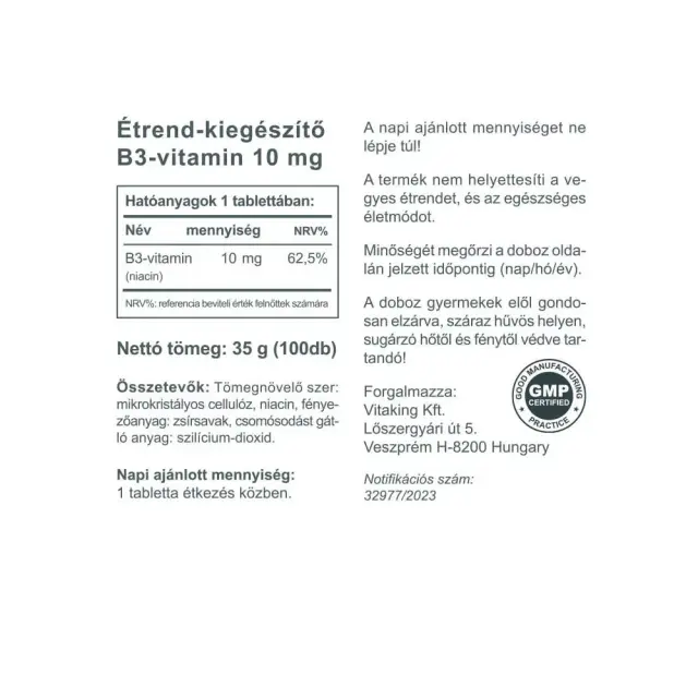 Vitaking Niacin B-3 10 mg 100 Tablets 2