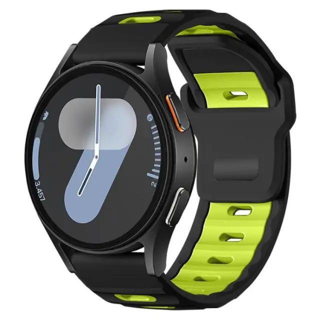 Dual Colour Wave Pattern Λουράκι για Smartwatch 20mm-Black/Fluorescent Green OEM 3