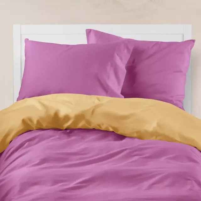 Παπλωματοθήκη Μονόχρωμη Solid Υπέρδιπλη 220 x 240 cm Μωβ-Μουσταρδί