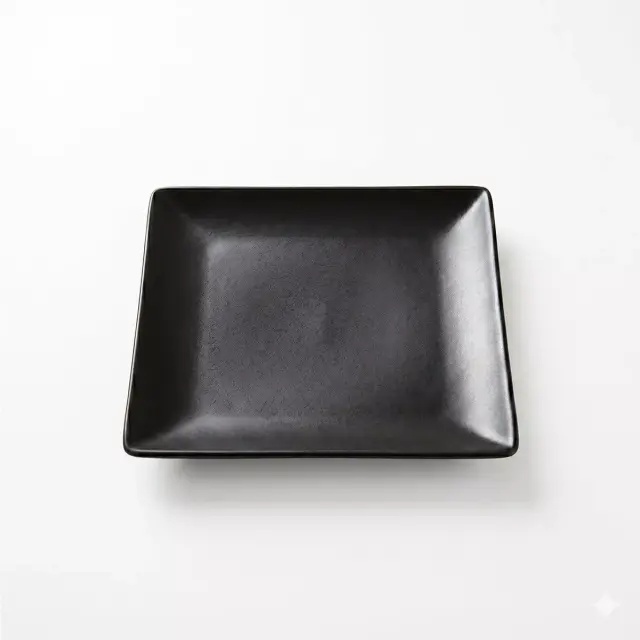 Τετράγωνο Ρηχό Πιάτο Πορσελάνης Μαύρο 18x18cm