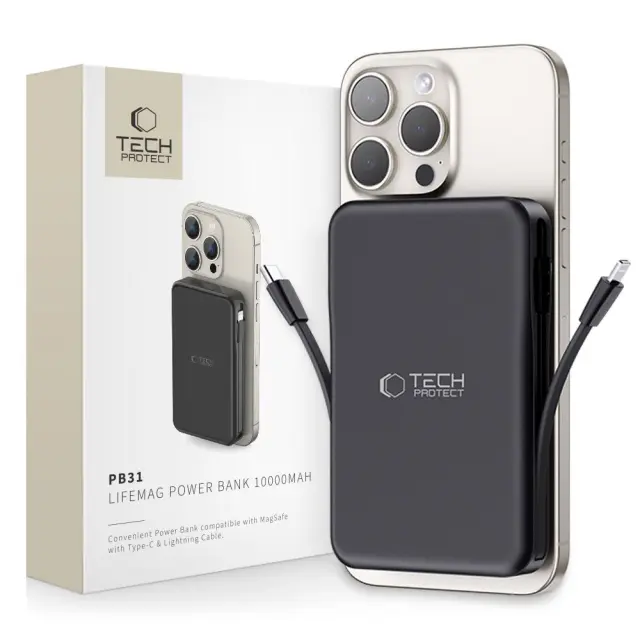 Tech-Protect® PB31 Lifemag MagSafe Powerbank 10000mAh- Black.