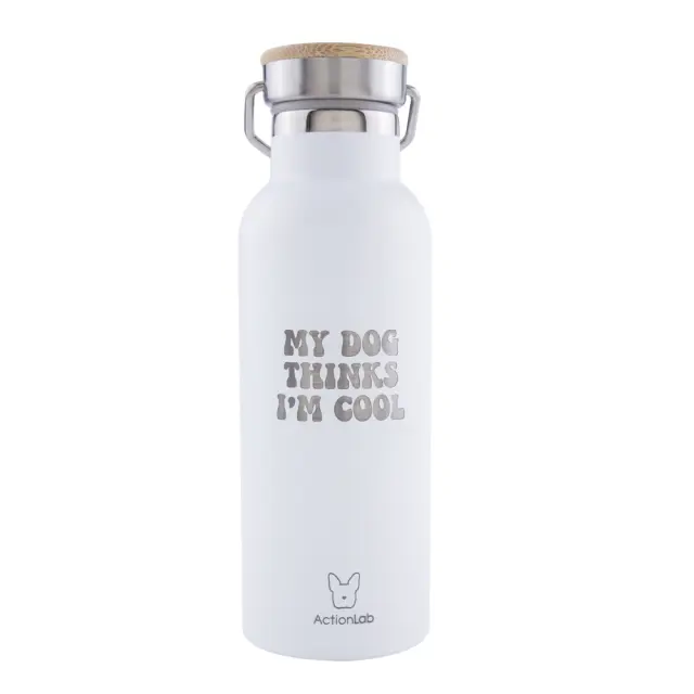 Eco Life Bamboo Thermos Bottle Λευκό My Dog Thinks I'm Cool 500ml Λευκό