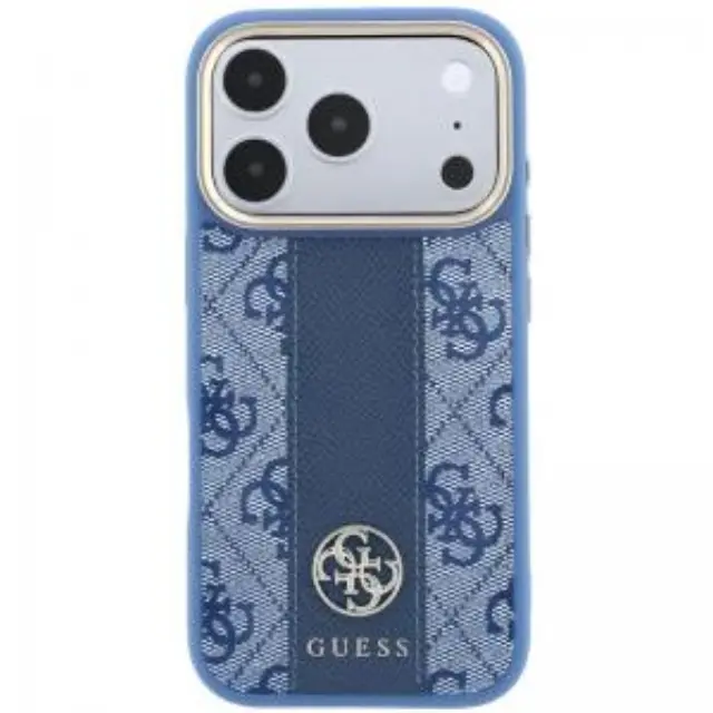 Θήκη TPU & PC Guess Apple iPhone 18 Pro Max/ 17 Pro Max MagSafe Leather Stripe Round Classic Logo Μπλε N71808 3