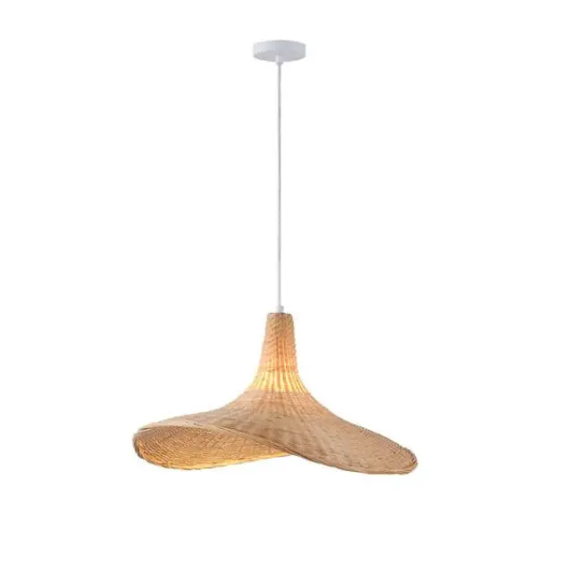 Μπεζ Κρεμαστό Φωτιστικό Bamboo E27 Φ52cm Visor
