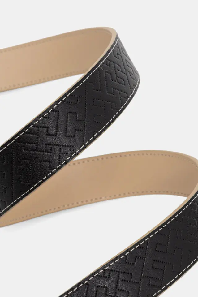 Γυναικεία Ζώνη Διπλής Όψης Tommy Hilfiger 3.0cm AW0AW18256-0GY Μπλε/Μπεζ Μπλε - 90 3