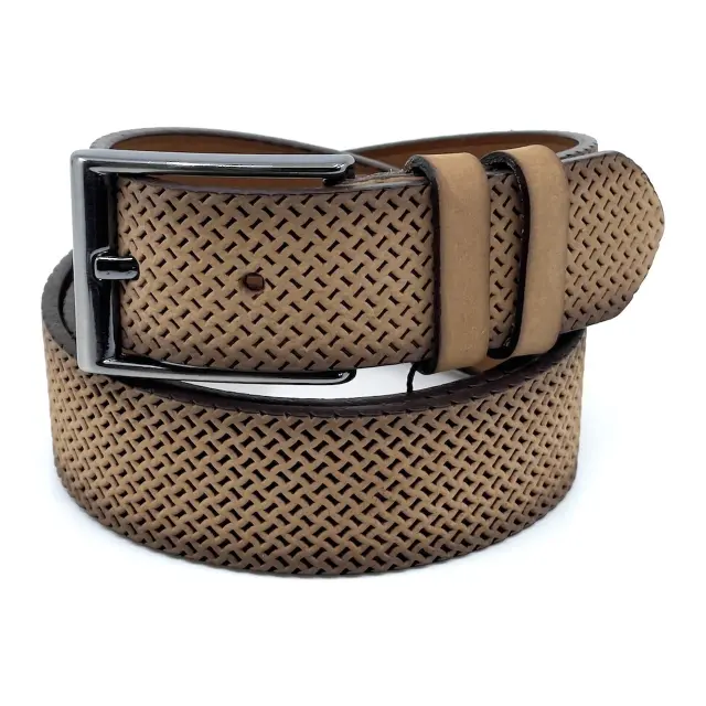 Camel Δερμάτινη Ζώνη Suede 4 cm