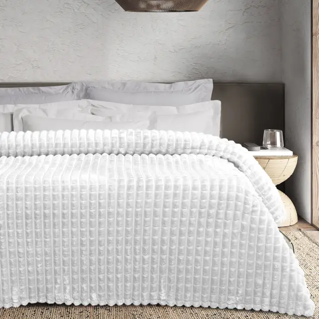 Κουβέρτα 160x220 Μονή 330gsm Fleece Das Home 1386 White 100% Πολυέστερ