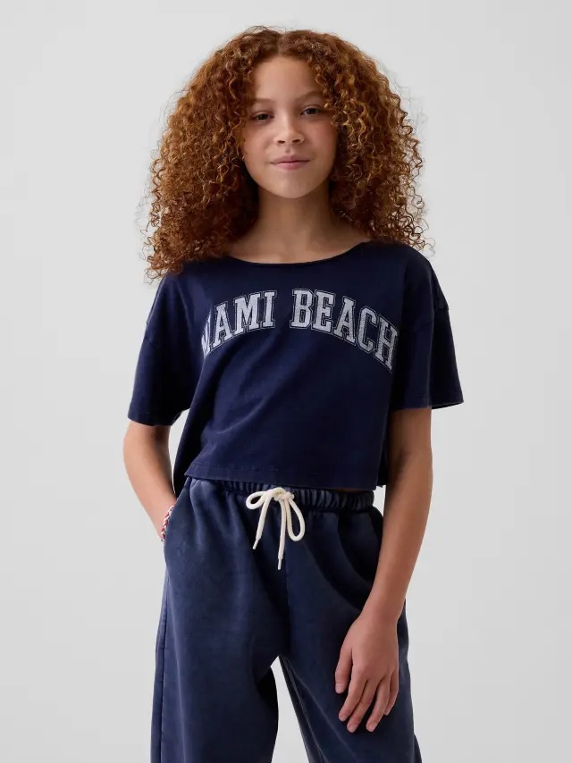 Παιδική Μπλούζα Oversized με Ανοιχτή Λαιμόκοψη tapestry navy