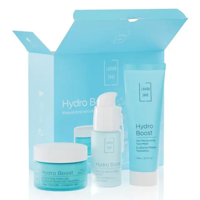 Lavish Care Hydro Boost Skin Care Essentials Triplet, Face Gel Cream 50ml + Face Mask 75ml + Face Serum 30ml