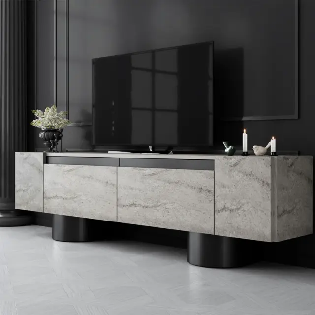 Έπιπλο τηλεόρασης Haven Megapap χρώμα travertine 180x30x50εκ.