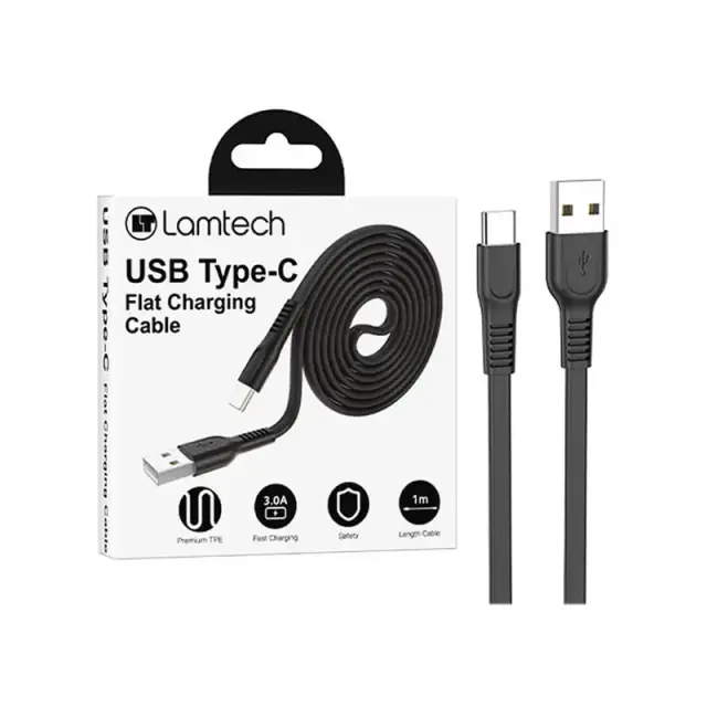 LAMTECH TYPE-C 3.0A FLAT CHARGING CABLE 1M