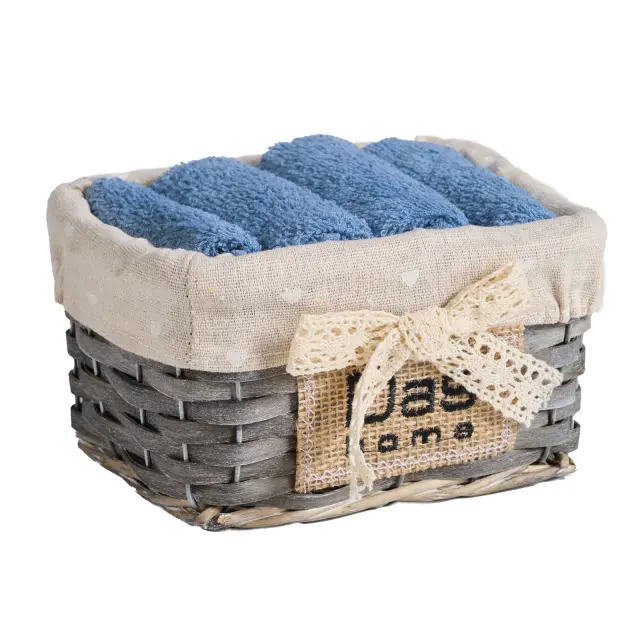 Σετ 4 Τεμ Λαβέτες 30x30 Soft Das Home 4004 Blue 100% βαμβακερό