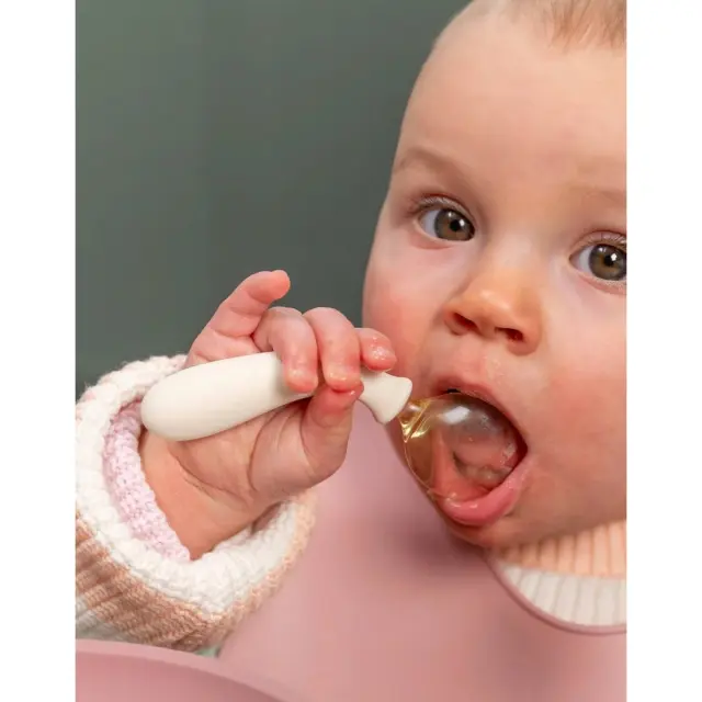 Σετ Παιδικό Κουτάλι & Πιρούνι Σιλικόνης Mealtime Nattou Λευκό N873055 2