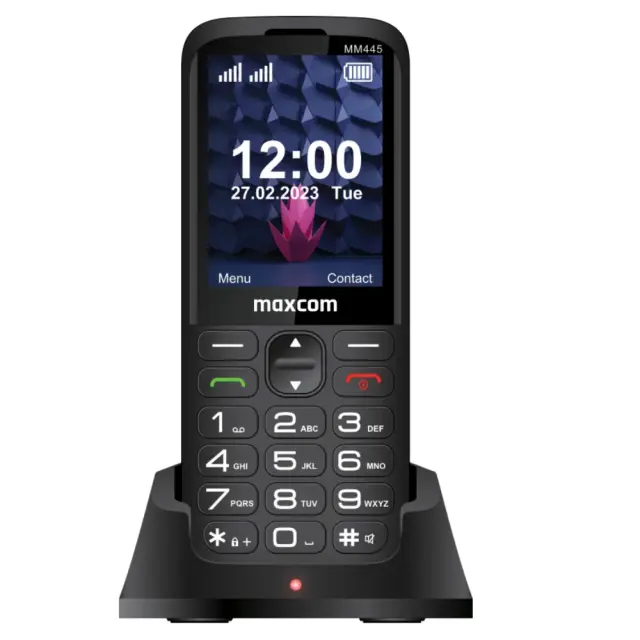 Maxcom MM445 4G (Dual Sim) 2.8" με Βάση Φόρτισης, Μεγάλα Πλήκτρα, Ραδιόφωνο, Φακό και Πλήκτρο Έκτακτης Ανάγκης Μαύρο
