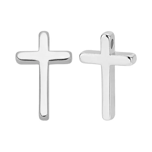 Μεταλλικό Κρεμαστό Platinum, Σταυρός 13x8.5x2.5mm - 5τεμ