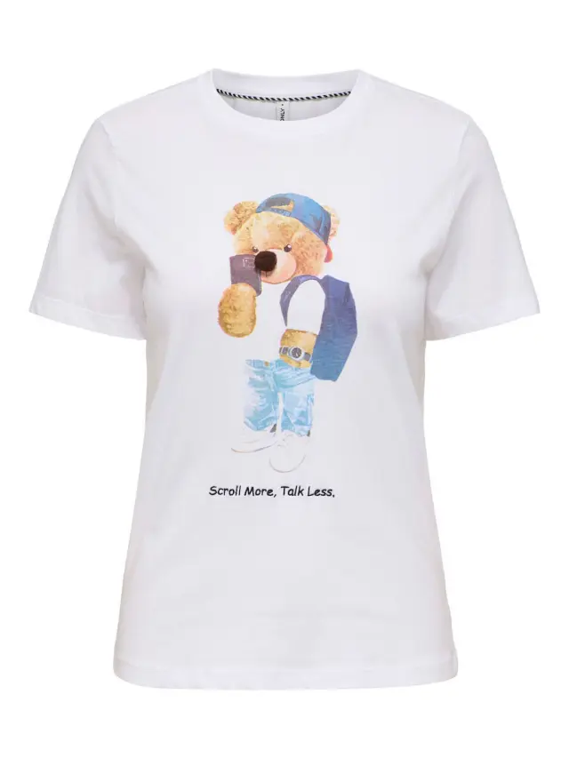 ONLY T-SHIRT TEDDY TALK Λευκό - XS