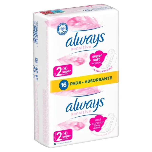 Always Sensitive Long (Super) Σερβιέτες με Φτερά Μέγεθος 2 16τμχ