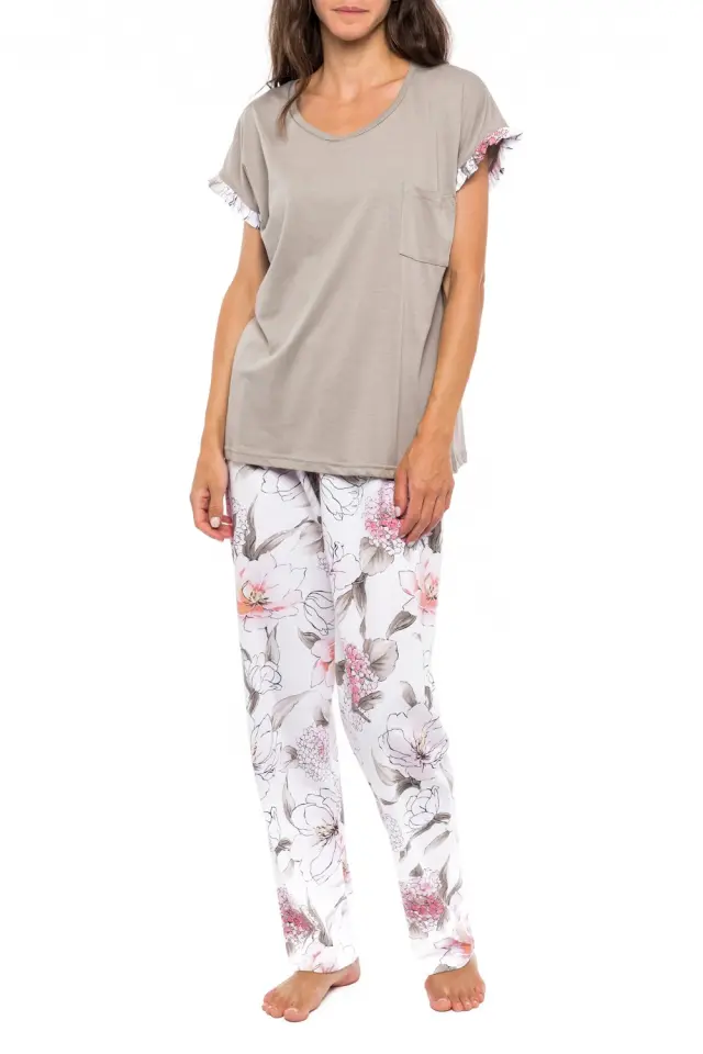 S1145 - Type - PYJAMA LONG PANTS PINK FLOWER