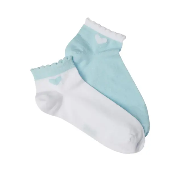 FMS Γυναικείες Κάλτσες Sneaker Heart - 2 Ζεύγη, Χρώμα White-Light Blue - ONESIZE