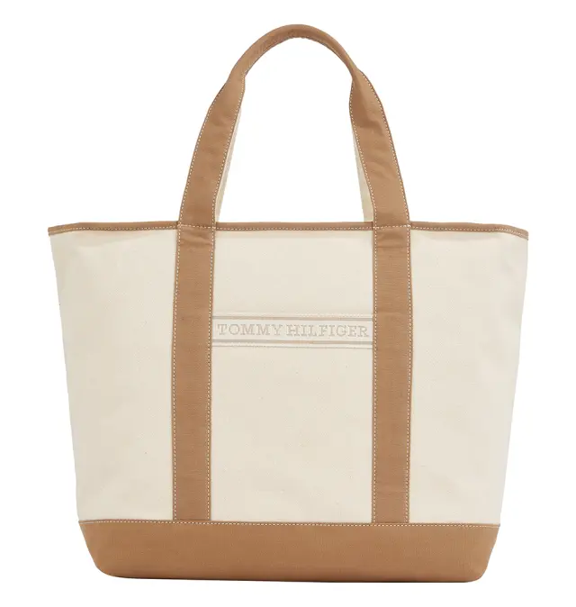 Τσάντα TOMMY HILFIGER TH Summer Canvas Tote 17421 Καφέ