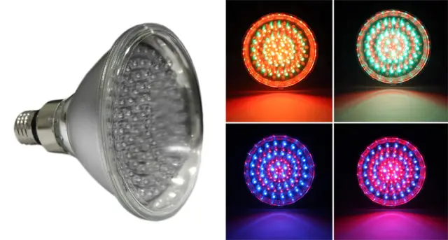 LED ΛΑΜΠΑ ΓΥΑΛΙΝΗ PAR38 E27 120LED 8.5W 42VAC 70° RGB