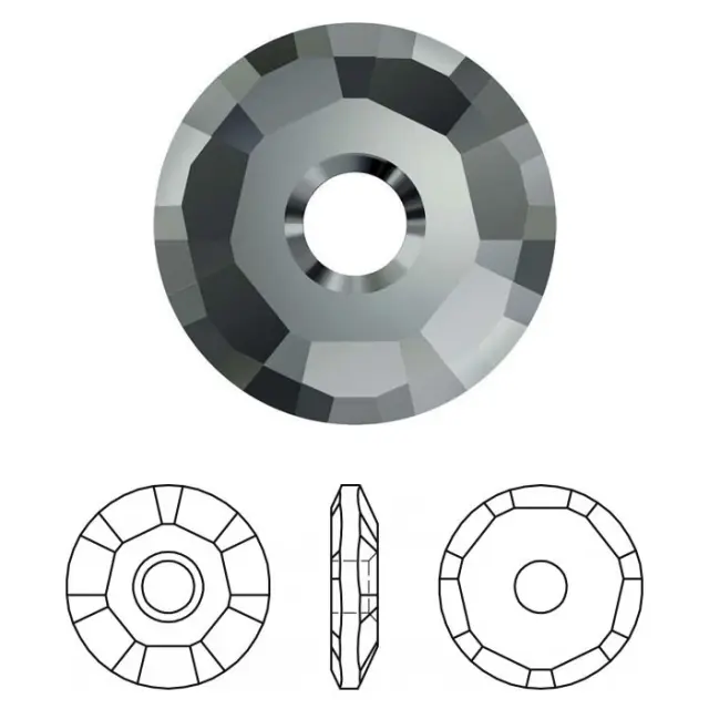 Swarovski 3129 Disk Lochrose Black Diamond P288 Ø7mm - 12τεμ