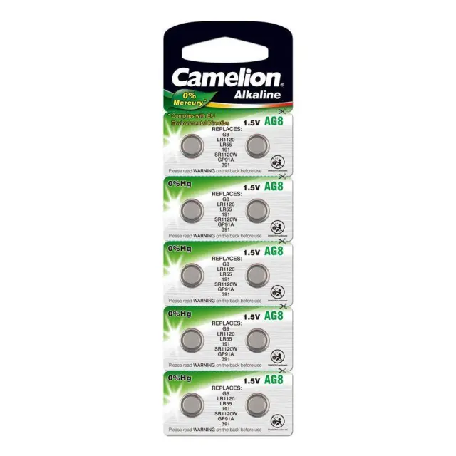 CAMELION AG8 LR55 αλκαλικές μπαταρίες ρολογιών 10τμχ