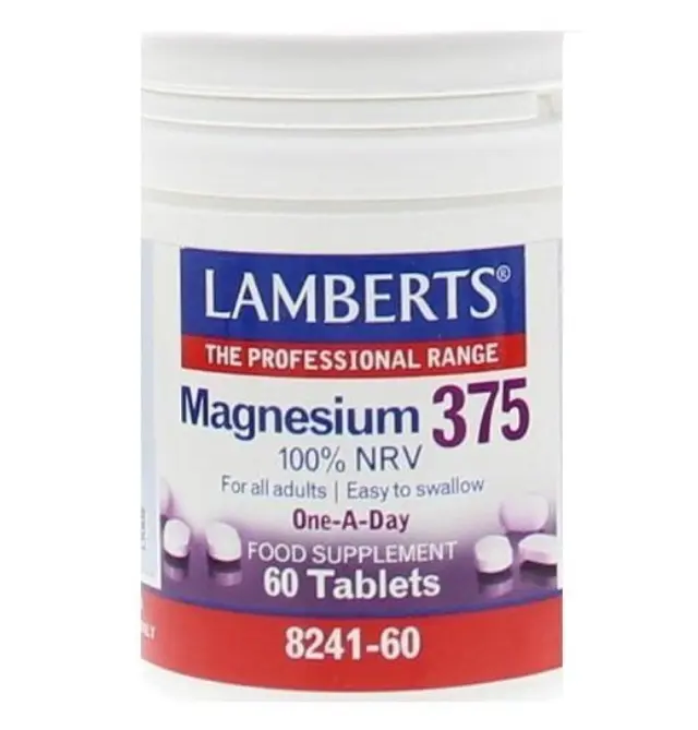 Lamberts Magnesium 375 100% NRV Συμπλήρωμα Διατροφής με Μαγνήσιο με Διασφάλιση 100% της Συνιστώμενης Ημερήσιας Πρόσληψης Μαγνησίου, 60tabs