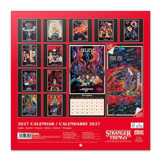 HMEΡΟΛΟΓΙΟ ΤΟΙΧΟΥ STRANGER THINGS 30X30 2027 CALENDAR CP27093 2