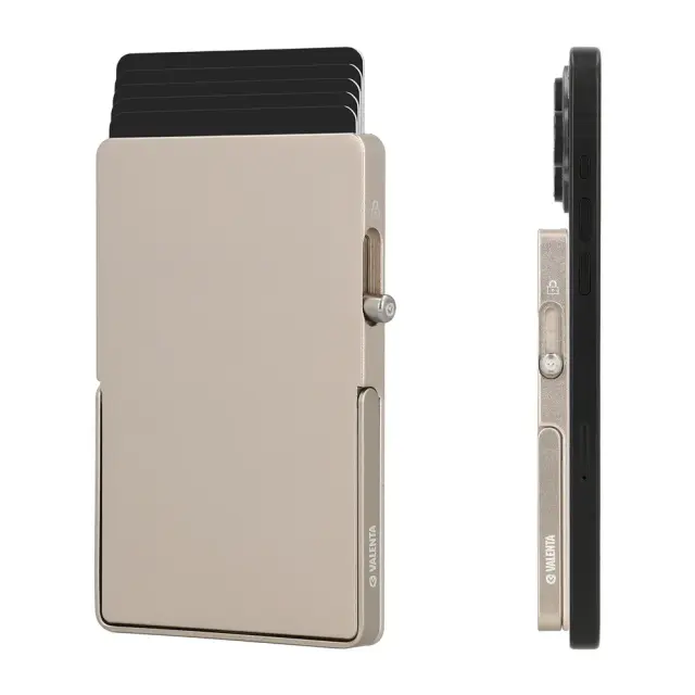 Valenta Πορτοφόλι Καρτών με RFID & Stand Κινητού / Magsafe Card Protector & Phone Stand (2 χρώματα) - Champagne 3