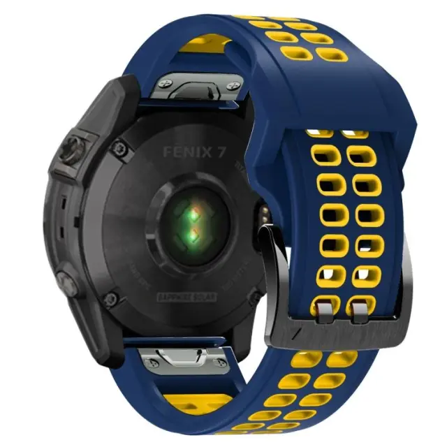 Λουράκι Σιλικόνης Για Garmin Fenix 3/5x/3hr/5x Plus/6x/6x Pro/7x/8/9 (51mm) - Μπλε Κίτρινο Με Διπλό Μαύρο Κλείσιμο ΟΕΜ
