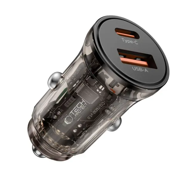 Tech-Protect® CC01 Φορτιστής Αυτοκινήτου για 1xUSB-C και 1xUSB-A 30W- Black