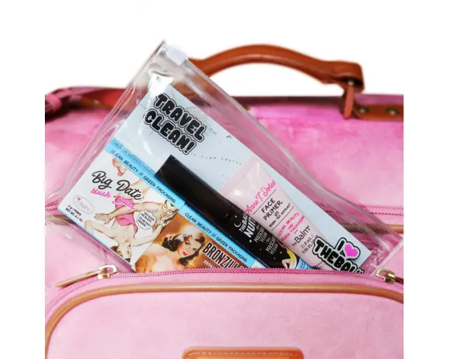 THEBALM TRAVEL BAG C&G FAVORITES 5PC (ATD PRIMER 11.8ML -THEBALM NUIT - BIG DATE 3G-BRONZILLA 3G- DOUBLE CROSSER 3G) 3