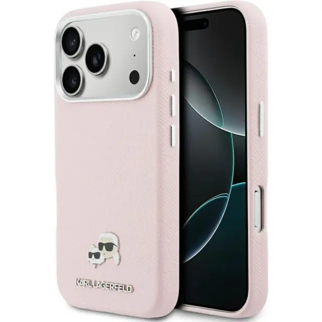 Karl Lagerfeld® Karl & Choupette Head Pins Saffiano Magsafe Θήκη για iPhone 17 Pro Max/18 Pro Max-Pink