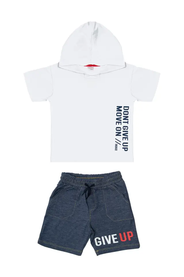 Σετ Ρούχων Kid Μπλούζα με Κουκούλα + Παντελόνι Λευκό