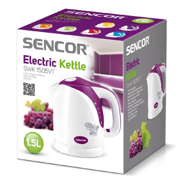 Βραστήρας 1,5lt 2000W Sencor SWK 1505VT Μωβ 2