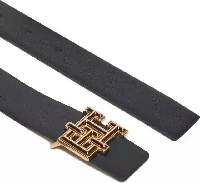 Tommy Hilfiger Γυναικεία Μεσαία Ζώνη TH Monogram Reversible Δέρμα Navy Μπλε/Γκρι 85cm 2
