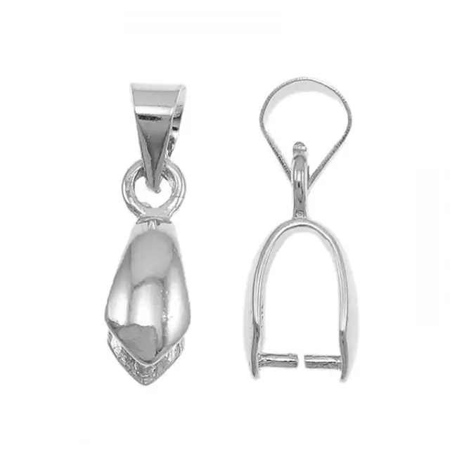 Κρεμασταράκι Χάντρας Ασήμι Sterling Silver 925 7.5x4x2mm - 4τεμ