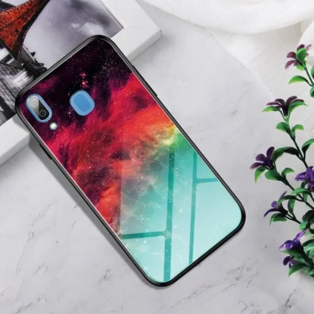 Θήκη Κάλυμμα Πλάτης από Σιλικόνη & Γυαλί για Samsung Galaxy A20/A30 Κόκκινη OEM