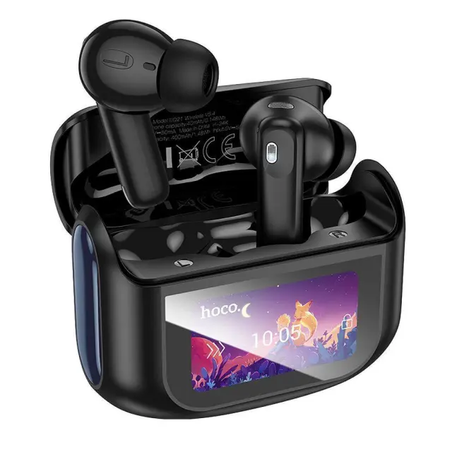 Wireless Hands Free Hoco EQ21 Sandy 400mAh v5.4 με ANC ENC TWS 7 Ώρες Ομιλίας και Οθόνη Αφής Μαύρα